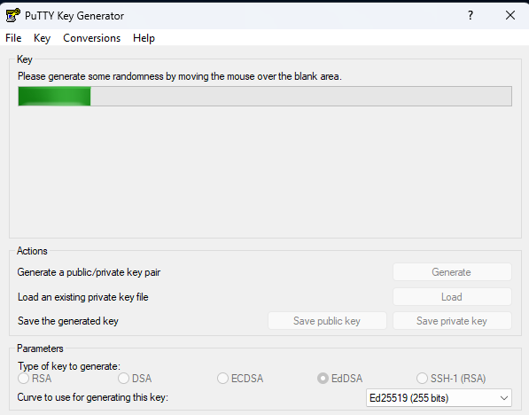 Generando clave Ed25519 con PuTTy